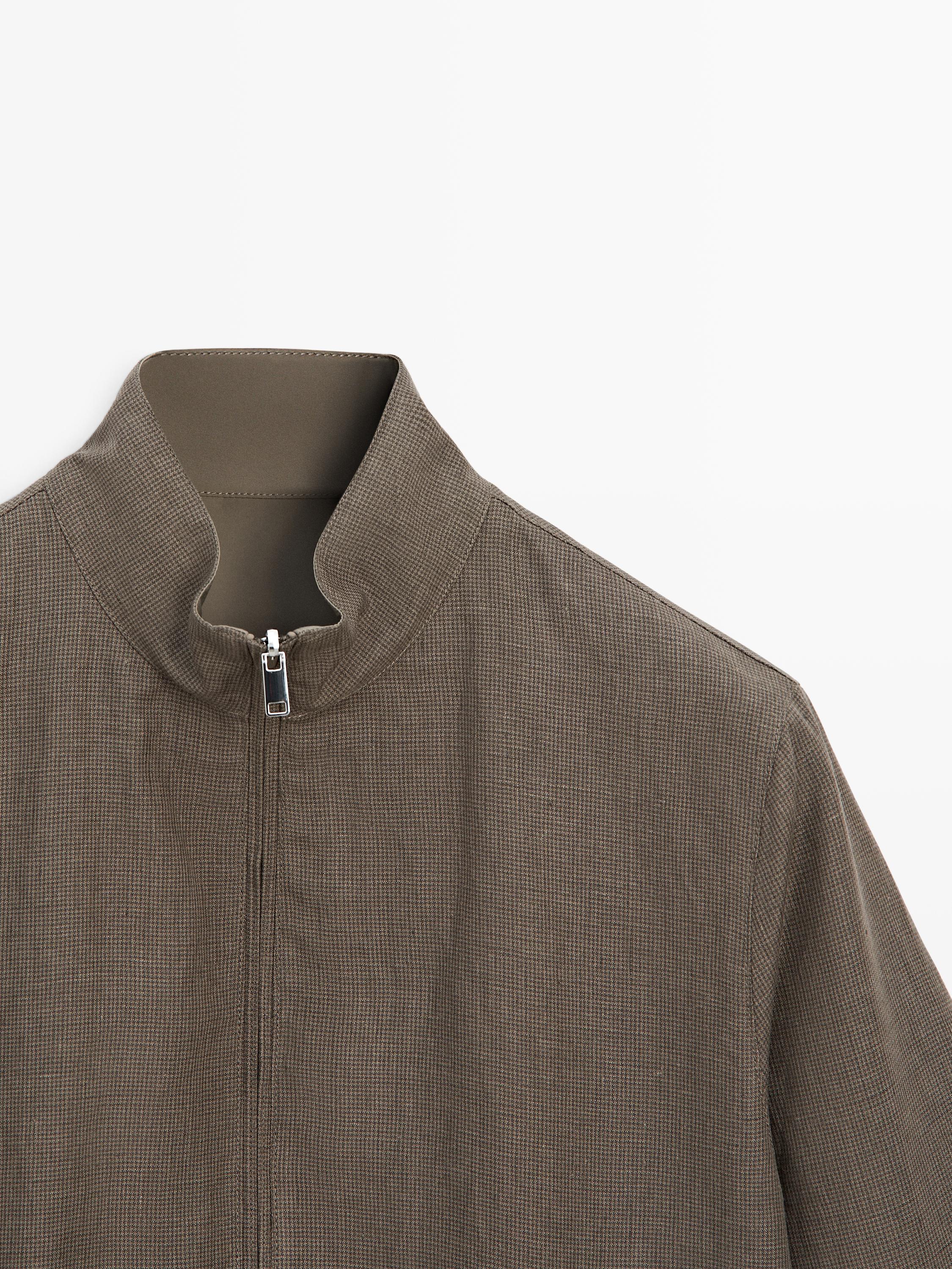 Blouson court réversible en lin mélangé
